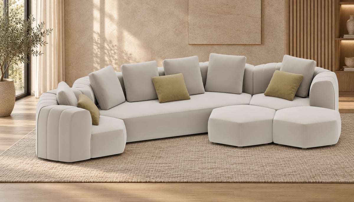 Диван la striscia с пуфами в современном интерьере — Amaly Home