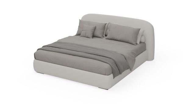 Кровать Loveseat в светлой рогожке на белом фоне — 3D-визуализация
