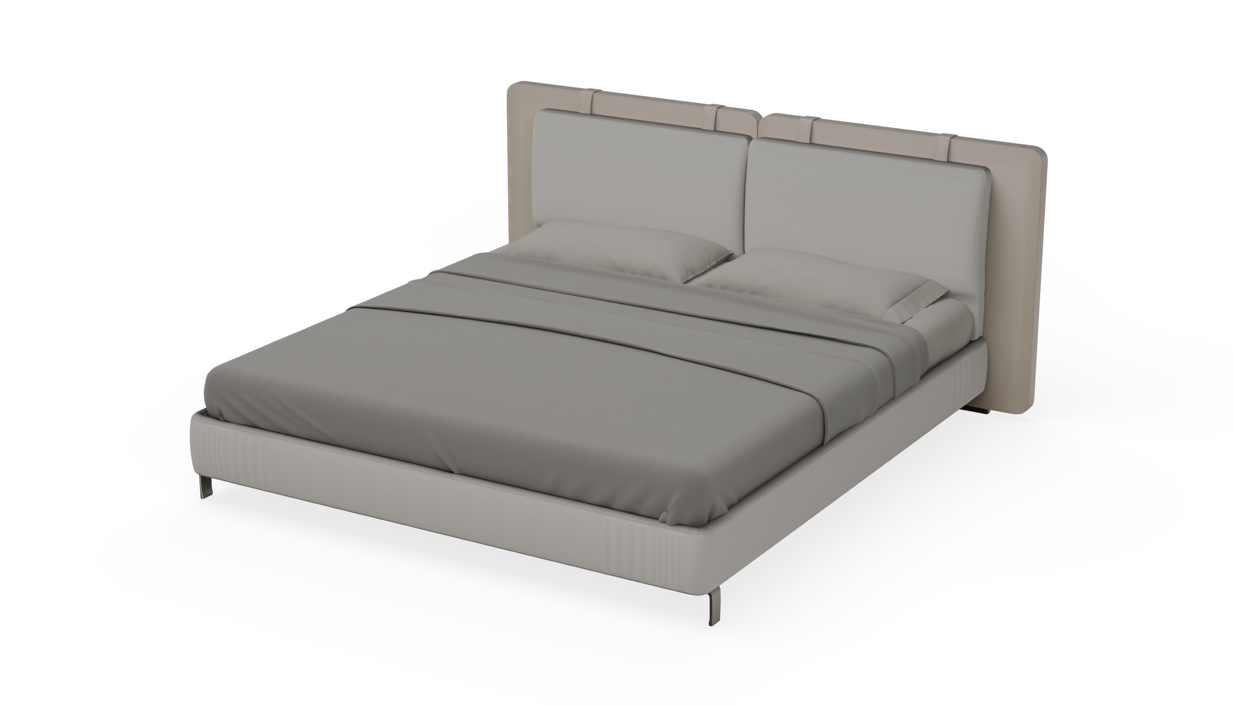 Кровать Linea Soft — мягкий студийный свет на белом фоне, 3D-визуализация
